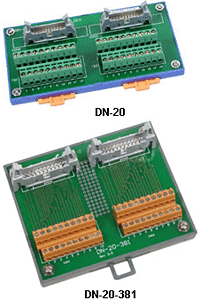 DN-20/DN-20-381 DIN导轨安装带2个20针连接器的端子板