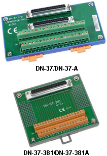 DN-37/DN-37-381 带DIN安装导轨和37芯D型插头的I/O接线板